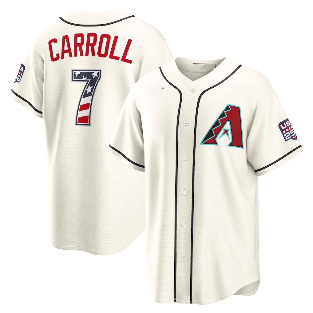 Arizona Diamondbacks #7 Corbin Carroll USA 250 Fourth of July Home Stadium Jersey - Cream KLUNKIM