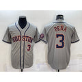 Houston Astros #3 Jeremy Pena Number Grey KLUNKIM With Patch Stitched Cool Base Jersey
