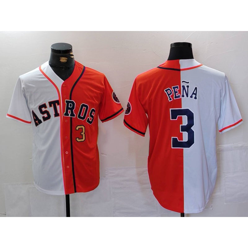 Houston Astros #3 Jeremy Pena Number White Orange KLUNKIM Split Stitched Jersey