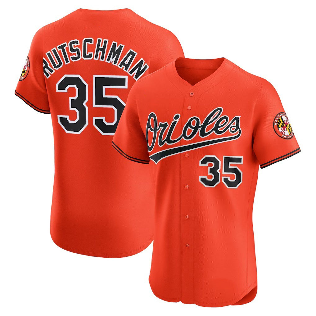 Baltimore Orioles #35 Adley Rutschman Orange KLUNKIM Alternate 2 Elite Jersey