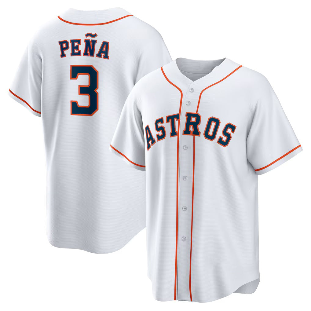Houston Astros #3 Jeremy Pe?a White KLUNKIM Home Replica Jersey