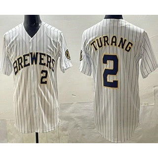 Milwaukee Brewers #2 Brice Turang White KLUNKIM Limited Jersey
