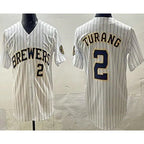 Milwaukee Brewers #2 Brice Turang White KLUNKIM Limited Jersey