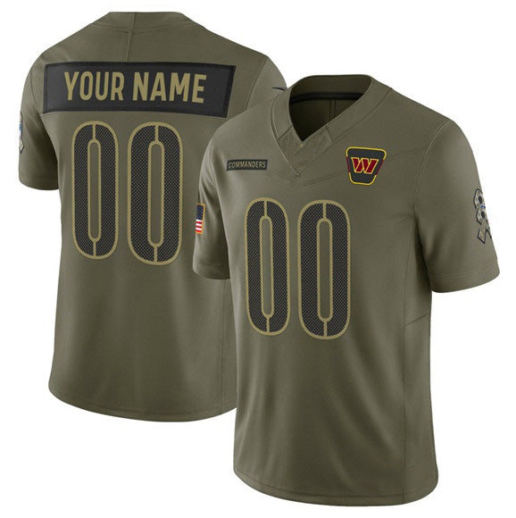 Custom W.Commanders Active Player Olive KLUNKIM 2025 Salute to Service Limited Stitched Jersey