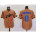 Los Angeles Dodgers #8 Kike Hernandez Number Olive KLUNKIM Cool Base Limited Stitched Jersey 2
