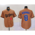 Los Angeles Dodgers #8 Kike Hernandez Number Olive KLUNKIM Cool Base Limited Stitched Jersey 2