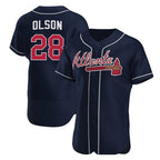 Atlanta Braves #28 Matt Olson Navy KLUNKIM Flex Base Stitched Jersey