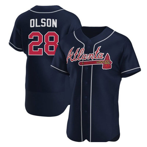 Atlanta Braves #28 Matt Olson Navy KLUNKIM Flex Base Stitched Jersey