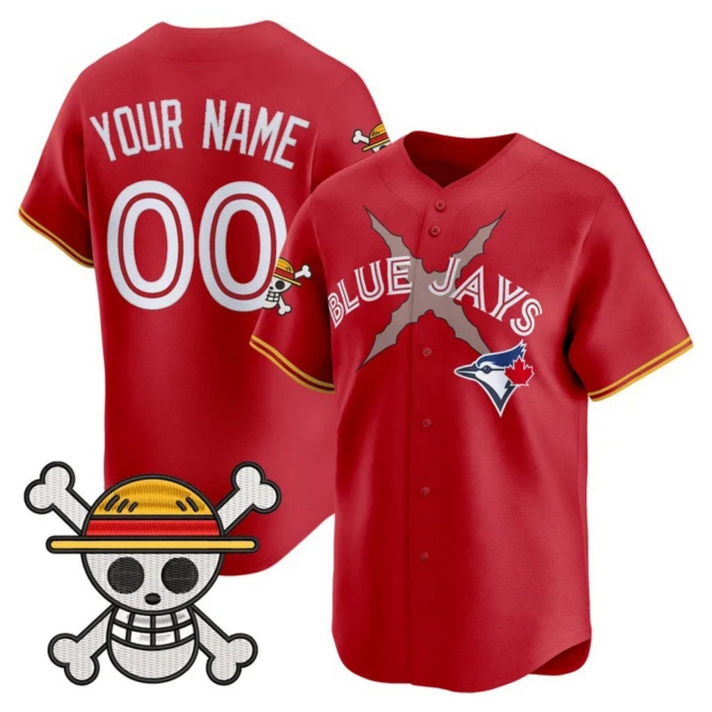 Custom Toronto Blue Jays x One Piece Red KLUNKIM Vapor Premier Limited Jersey - Stitched