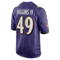 B.Ravens #49 Jay Higgins IV Purple KLUNKIM Team Game Jersey