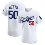 Los Angeles Dodgers #50 Mookie Betts White KLUNKIM Home Elite Player Jersey