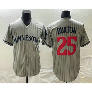 Minnesota Twins #25 Byron Buxton 2023 Grey KLUNKIM Home Team Cool Base Stitched Jersey
