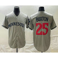 Minnesota Twins #25 Byron Buxton 2023 Grey KLUNKIM Home Team Cool Base Stitched Jersey