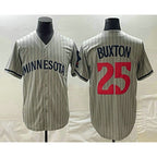 Minnesota Twins #25 Byron Buxton 2023 Grey KLUNKIM Home Team Cool Base Stitched Jersey