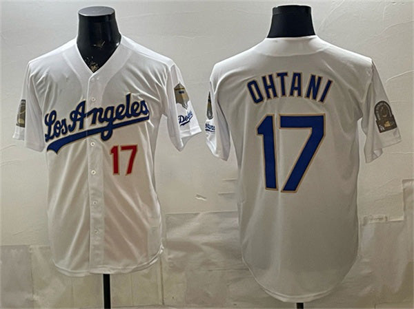 Los Angeles Dodgers #17 Shohei Ohtani White KLUNKIM 2026 Gold Collection 9x & B2B Champs Patch Stitched Jersey