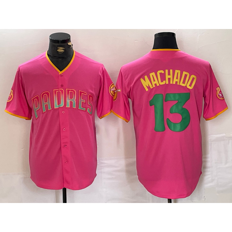 San Diego Padres #13 Manny Machado Pink KLUNKIM Cool Base Stitched Jersey 2