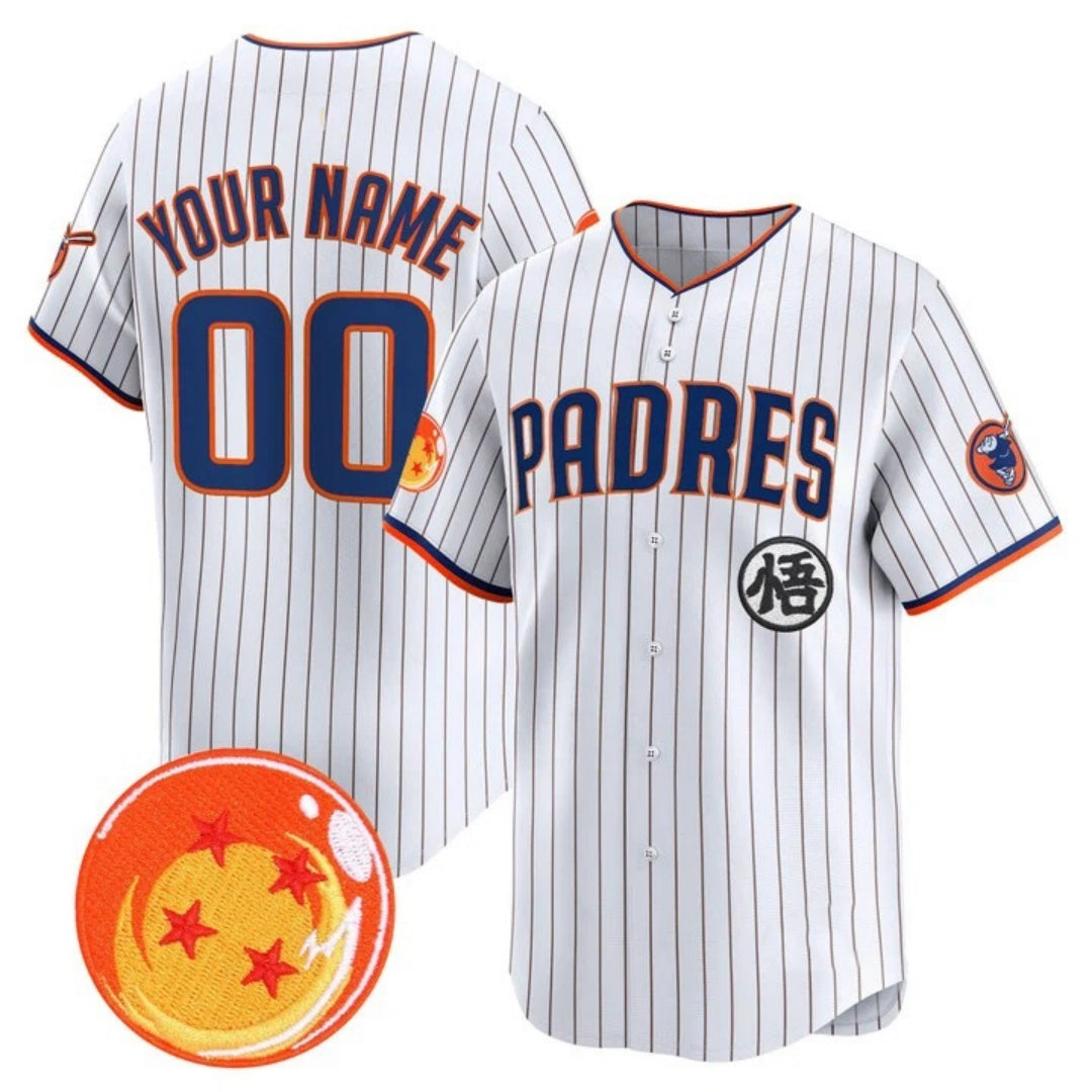 Custom San Diego Padres x Dragon Ball White KLUNKIM Vapor Premier Limited Jersey - All Stitched