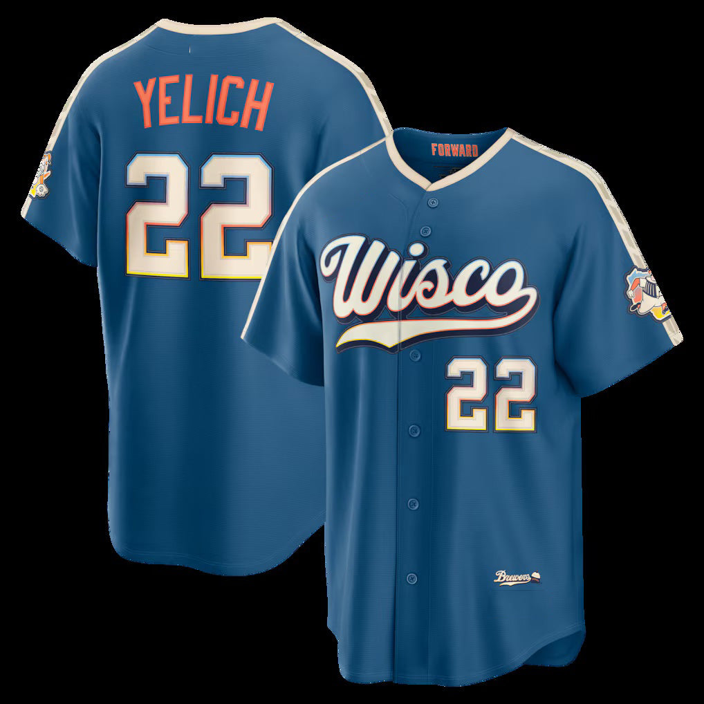 Milwaukee Brewers #22 Christian Yelich Mineral Blue KLUNKIM 2026 City Connect Stadium Jersey