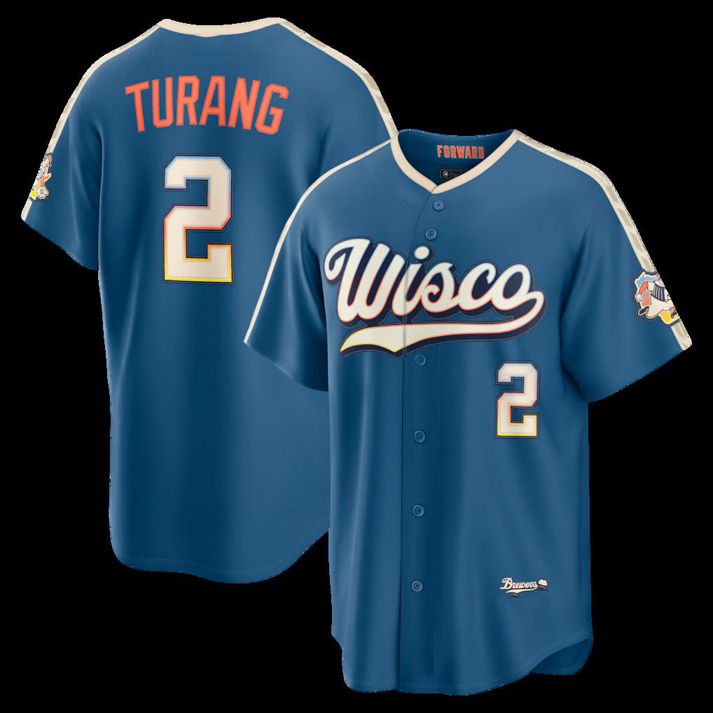 Milwaukee Brewers #2 Brice Turang Mineral Blue KLUNKIM 2026 City Connect Stadium Jersey
