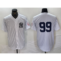 New York Yankees #99 Aaron Judge White KLUNKIM With Patch 2024 Cool Base Stitched Jersey