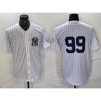 New York Yankees #99 Aaron Judge White KLUNKIM With Patch 2024 Cool Base Stitched Jersey