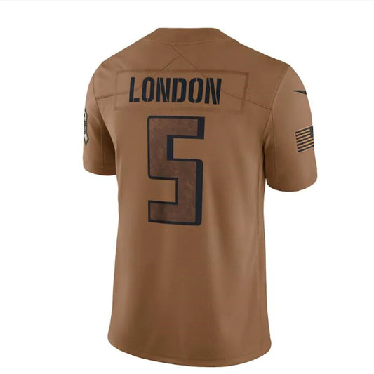 A.Falcons #5 Drake London Brown 2023 Salute To Service Limited Stitched Jerseys