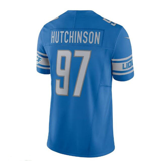 D.Lions #97 Aidan Hutchinson Vapor F.U.S.E. Limited Jersey - Blue Stitched American Football Jerseys
