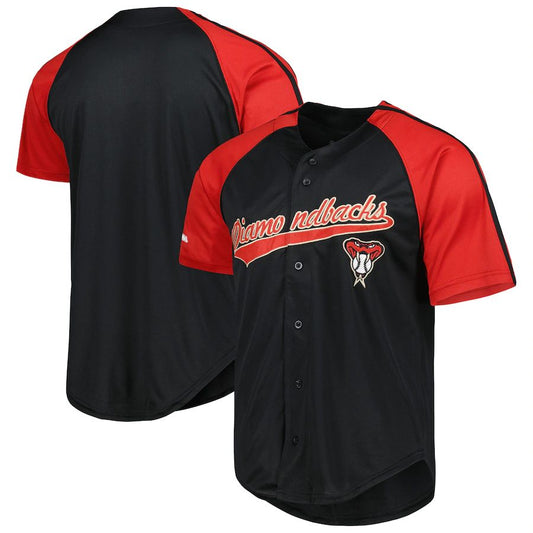Arizona Diamondbacks Stitches Team Button-Down Raglan Replica Jersey - Red Stitches Baseball Jerseys