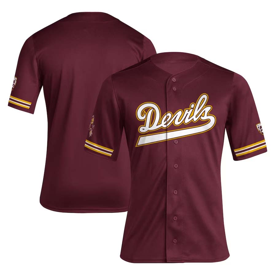 A.State Sun Devils Reverse Retro Replica Baseball Jersey - Maroon Stitched American College Jerseys