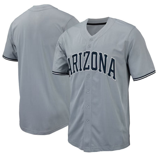 A.Wildcats Replica Full-Button Baseball Jersey - Gray Stitched American College Jerseys