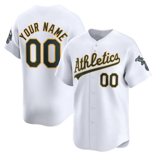 Custom Athletics White Home Limited Replica Player Baseball Jersey