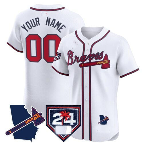 Custom Atlanta Braves 2024 Spring Training & Georgia Patch Vapor Premier Elite – All Stitched Baseball Jersey