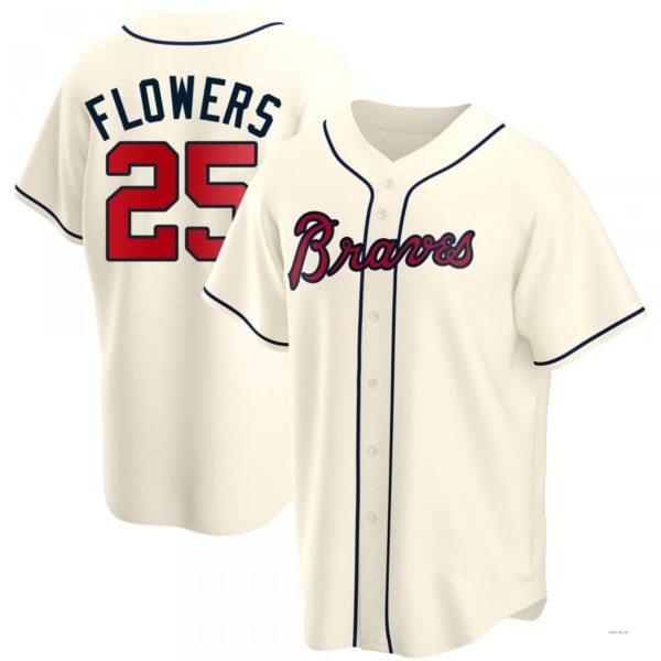 Atlanta Braves #25 Tyler Flowers Cream Alternate Jersey Stitches Baseball Jerseys