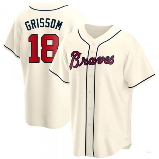 Atlanta Braves #18 Vaughn Grissom Cream Alternate Jersey Stitches Baseball Jerseys