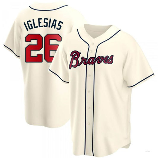 Atlanta Braves #26 Raisel Iglesias Cream Alternate Jersey Stitches Baseball Jerseys