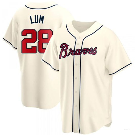 Atlanta Braves #28 Mike Lum Cream Alternate Jersey Stitches Baseball Jerseys