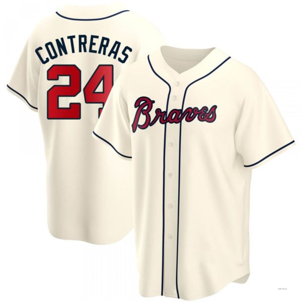 Atlanta Braves #24 William Contreras Cream Alternate Jersey Stitches Baseball Jerseys