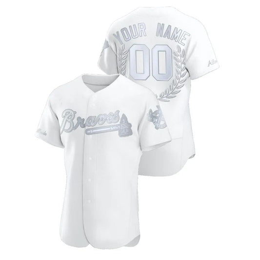 Custom Atlanta Braves White Stitched Award Collection Jersey Baseball Jersey