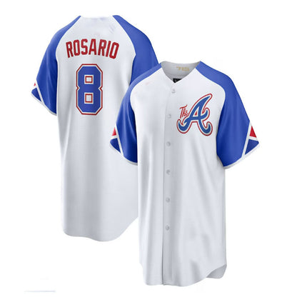 Atlanta Braves #8 Eddie Rosario White 2023 City Connect Replica Player Jersey Stitches Baseball Jerseys