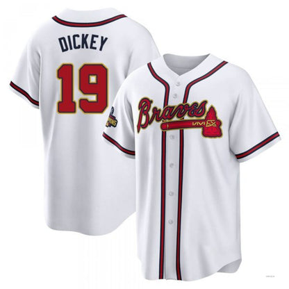 Atlanta Braves #19 R.A. Dickey Gold White 2022 Program Jersey Stitches Baseball Jerseys