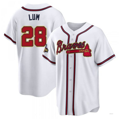 Atlanta Braves #28 Mike Lum Gold White 2022 Program Jersey Stitches Baseball Jerseys