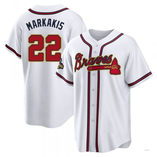 Atlanta Braves #22 Nick Markakis Gold White 2022 Program Jersey Stitches Baseball Jerseys