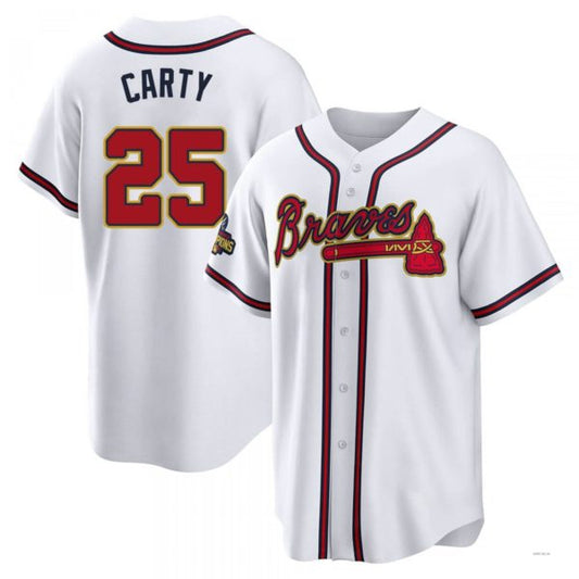Atlanta Braves #25 Rico Carty Gold White 2022 Program Jersey Stitches Baseball Jerseys