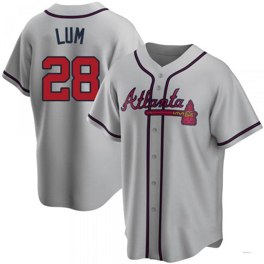 Atlanta Braves #28 Mike Lum Gray Road Jersey Stitches Baseball Jerseys