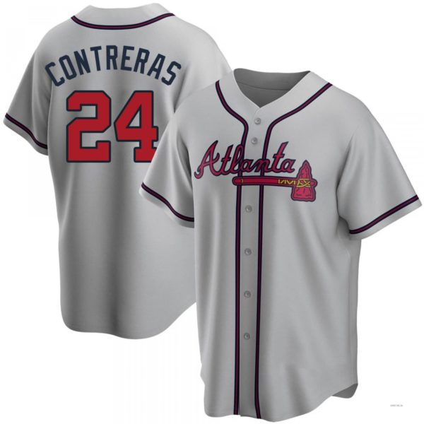 Atlanta Braves #24 William Contreras Gray Road Jersey Stitches Baseball Jerseys