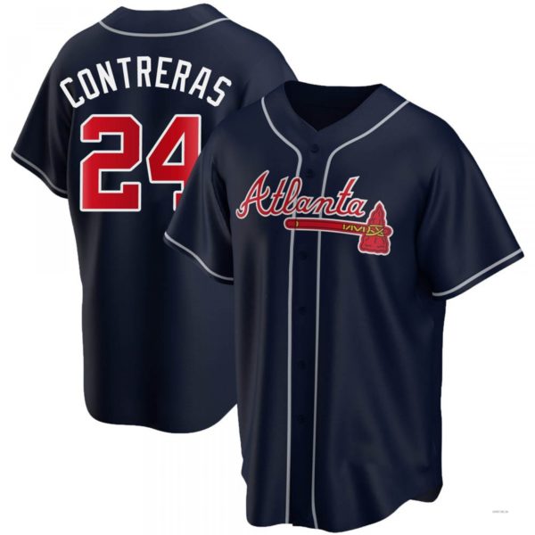 Atlanta Braves #24 William Contreras Navy Alternate Jersey Stitches Baseball Jerseys