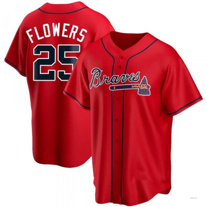 Atlanta Braves #25 Tyler Flowers Red Alternate Jersey Stitches Baseball Jerseys