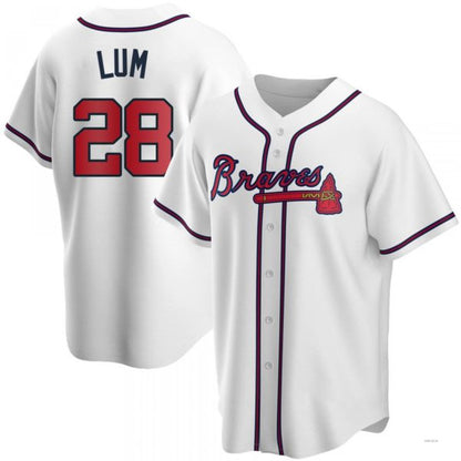 Atlanta Braves #28 Mike Lum White Home Jersey Stitches Baseball Jerseys