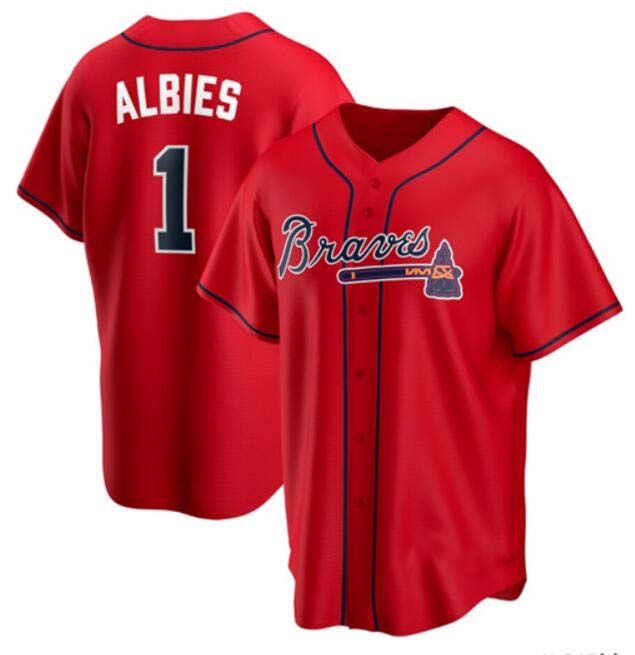 Atlanta Braves #1 Ozzie Albies Red Cool Base Stitches Baseball Jerseys