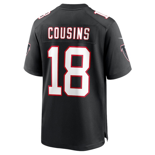 A.Falcons #18 Kirk Cousins Alternate Game Player Jersey - Black Stitched American Football Jerseys